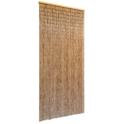 Cortina Puerta Bambú Marrón 90x200 cm Madera Superior Barra Privacidad Insectos Interior Foto 1 de 4