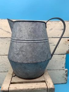 Primitive Style Galvanized Pitcher, Farmhouse/Country Decor - Picture 1 of 6