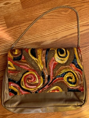 New Deepa Gurnani leather+ Sequin Shoulder/clutch Bag butter soft with pockets - Image 1 of 4