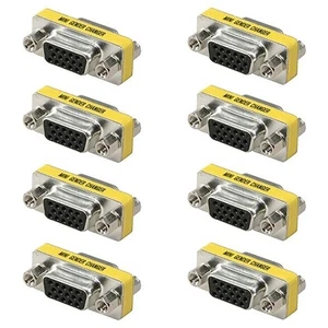 8x DB15 HD D-SUB 15 Pin VGA SVGA Female Mini Gender Changer Coupler Gold Plated - Picture 1 of 1