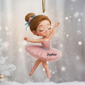 Ballerina Mädchen personalisierter Acryl Weihnachtsschmuck: individuelles Tanzgeschenk - Bild 1 von 10