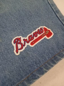 Pantalones cortos de mezclilla azules vintage Atlanta Braves para hombre 38 Admit One RARO MLB bolsillos ** - Imagen 1 de 9