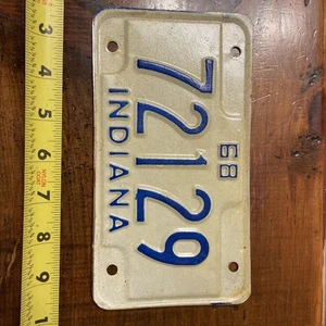 Vintage 1968 Indiana 72129 Motorcycle License Plate - Picture 1 of 2