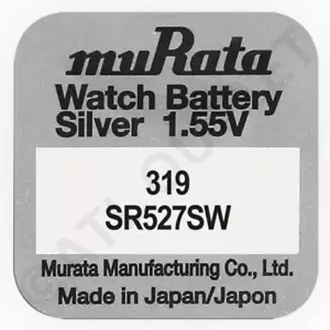 Murata 319 SR527SW 1.55v Silver Oxide Watch Battery - Made In Japan - Picture 1 of 2