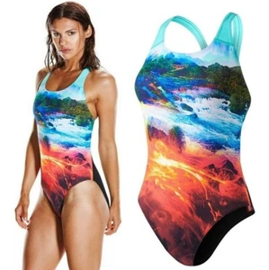 Speedo Damen Badeanzug Öko Tex Racer Back Modern Grafik Bunt 34 XS - Bild 1 von 4