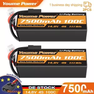 2Stück 14,8V 4S 7500mAh Lipo Akku Hardcase TRX für RC Hubschrauber Auto LKW FPV - Bild 1 von 6