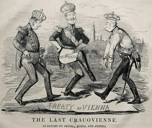 c1846 Impresión Antigua Original PRUSIA RUSIA Y AUSTRIA - EL TRATADO DE VIENA - Imagen 1 de 2