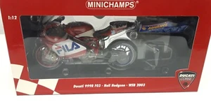 1/12 DUCATI 999R WSB 2003 World Champion - Neil Hodgson- MINICHAMPS - Foto 1 di 6