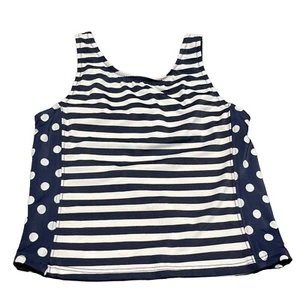 J. Crew Crewcuts Navy & White Tankini Stripes & Polka Dots Size 12 NWT *TOP ONLY - Picture 1 of 4