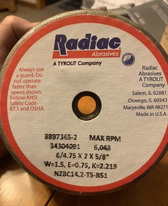 2 Radiac Schleifmittel 6/4,75 x 2 x 5/8 Zoll Flach Topf Schleifscheibe Metallrücken - Bild 1 von 3