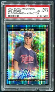 Joe Mauer 2002 Bowman Chrome XFRACTOR AUTO AUTOGRAPHED RC ROOKIE #391 PSA 8 RARE - Picture 1 of 2