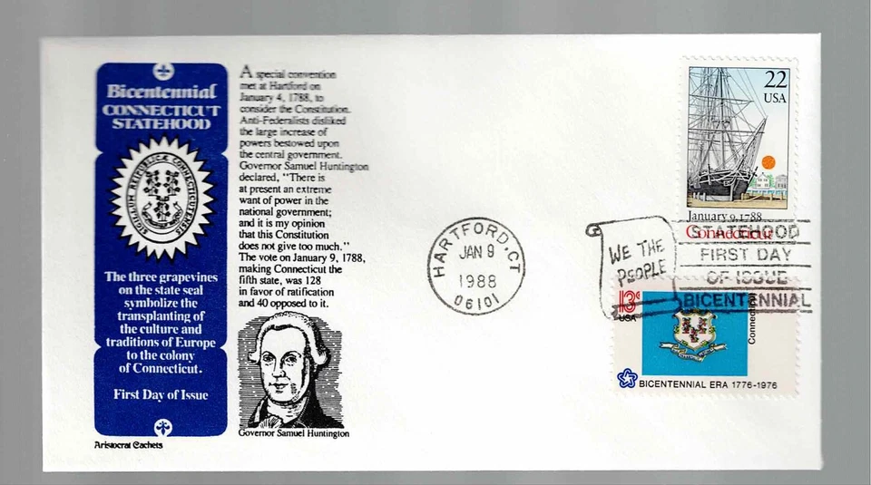 US Scott #2340, First Day Cover 1/9/88 Hartford COMBO Bicentennial - Image 1 of 1