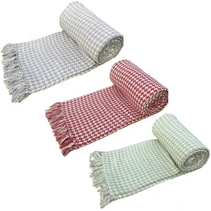 Hahnentritt Baumwolle Überwurf Decke Quasten Sofa Couch Tagesdecke Sitzgruppe Bezug - Bild 1 von 10