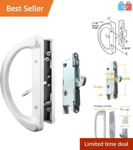 All-in-One White Sliding Patio Door Handle Set - Includes Mortise Lock & Latch - Picture 1 of 9