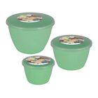 Just Pudding Basins with Lids Green Plastic Basin & Clear Lid 3 Bowl Sizes