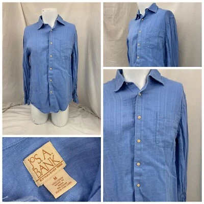 Jos A Bank Long Sleeve Button Shirt M Men Blue 100% Linen India YGI T1-304 - Image 1 of 4