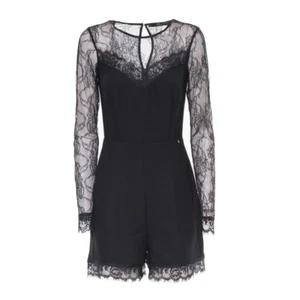 GUESS SEXY KURZ OVERALL MIT SPITZE SCHWARZ MADE IN ITALY XS-XXS - Imagen 1 de 2