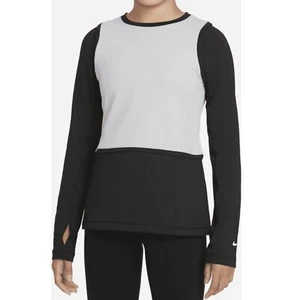 Nike Pro Warm Dri-FIT Girls Long Sleeve Top M Black Grey - Picture 1 of 9