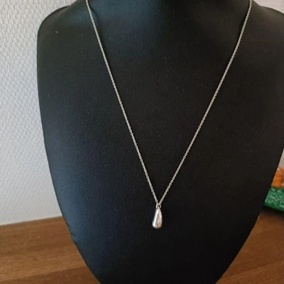 Tiffany & Co. Elsa Peretti collana a goccia ciondolo argento 925 fagiolo 16" - Immagine 1 di 4