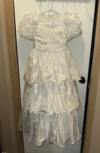 MichaelAngelo Flower Girl Formal Dress White Puff Sleeves Tulle Princess SZ 10 - Picture 1 of 17
