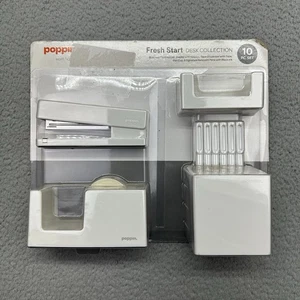 Neu in Verpackung Poppin 104513 weiß Neustart 10 Stück Schreibtisch Kollektion Arbeit Happy Set - Bild 1 von 3