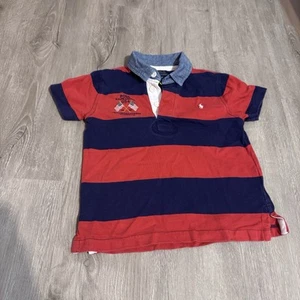 POLO RALPH LAUREN Polo Shirt Boy's Size 4/4t Flag Rugby Stripe Classic Preppy - Picture 1 of 17