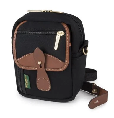 Billingham компактный безбилетный камеры сумка чехол + ремень - черный холст и желтовато-коричневый (Великобритания) S - Изображение 1 из 4