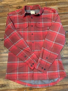 Simms Men’s Thermal Lined Red Plaid Button Up Sz Sm - Picture 1 of 14