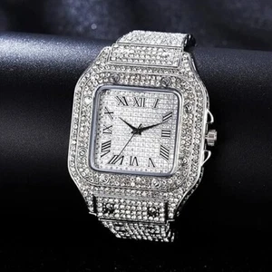 New ,Mens Watch ,Fully Iced Out ,Blinged, Sterling Silver Diamond - Picture 1 of 2