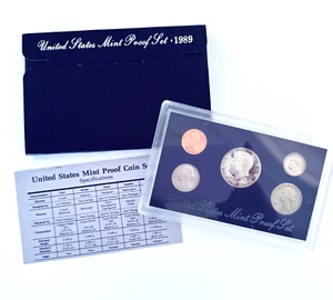 1989-S U.S Mint Proof Set 5 Coin Set Original Government Packaging - Picture 1 of 7