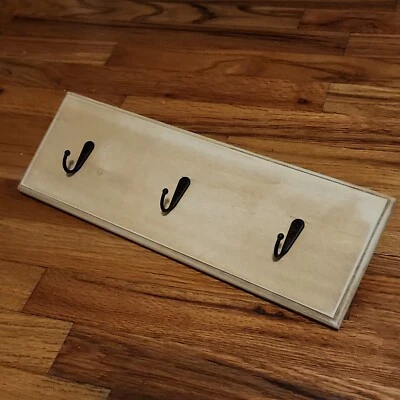 Handmade Rustic Farmhouse Wall Mounted Key Rack Holder 3 Hooks 15.5 Inches Long  - Image 1 of 4