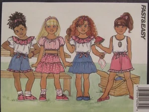 BUTTERICK 6813 Toddler Girls Top Sash Shorts Skirt & Headband PATTERN 2-3-4 UC - Picture 1 of 3