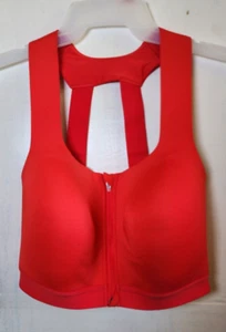New All in Motion Women's Red Lightly Line Zip Front Sports Bra Size 38B - Picture 1 of 6