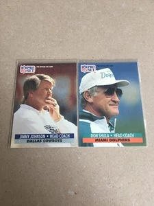 1991 Pro Set Coaches 2 Card Lot Don Shula Dolphins HOF+Jimmy Johnson Cowboys - Picture 1 of 2