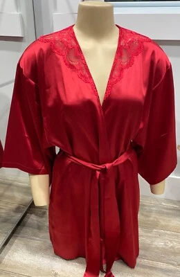 La Senza Sexy Red Or Pink Lace and Satin Kimono Lingerie Robe NWT Size S/M - Image 1 of 4