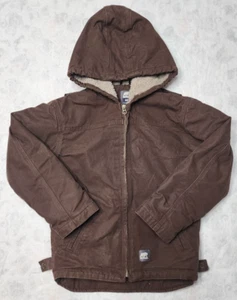 Berne Jacket Boys Medium Youth 10/12 Brown Canvas Pockets Work Fleece Sherpa - Picture 1 of 9