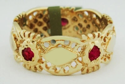 ANILLO ETERNIDAD RUBÍ GENUINO 0,35 Cts ORO 14k * Nuevo con etiqueta *  Foto 1 de 4