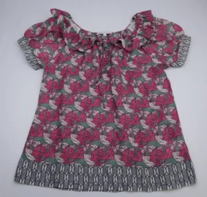 Paul&Joe Sister Silk Cotton Blend Top Sz 2 Aus 6 Floral Short Sleeve Tie ruffles - Picture 1 of 20