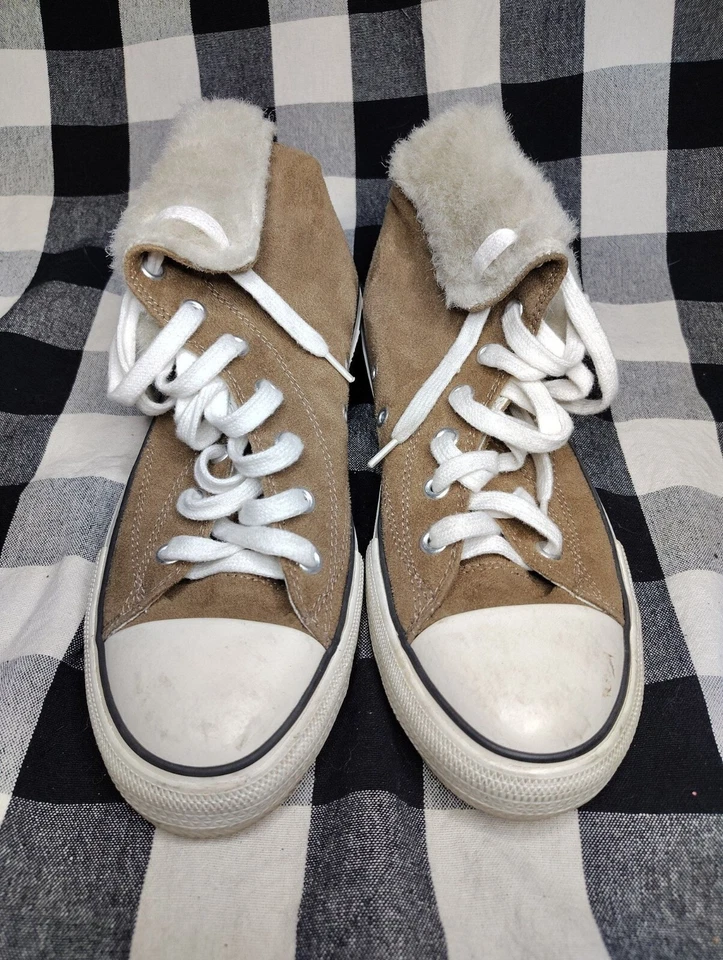 Airwalk 棕褐色麂皮绒人造毛皮衬里高帮上衣 9 G32 码 — 第 1/4 张图片