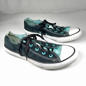Converse All Star Junior Double Tongue Sneakers Sz 4 Junior Black Aqua Hot Pink - Picture 1 of 12