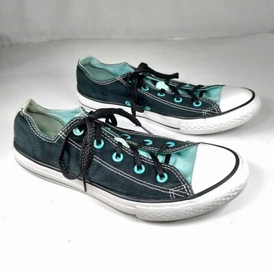 Converse All Star Junior Double Tongue Sneakers Sz 4 Junior Black Aqua Hot Pink - Image 1 of 4