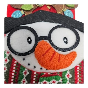 Walmart Snowman Christmas Stocking with Eyeglasses Knit Hat and Scarf 18" NOS - Picture 1 of 6