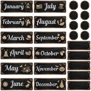 60 Pcs Industrial Chic Months of the Year Bulletin Board Set Holiday Monthly ... - Picture 1 of 7