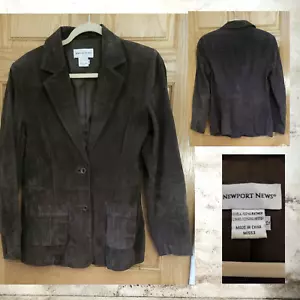VTG*SIZE 12,see measurement~NEWPORT NEWS ~BROWN SUEDE LEATHER JACKET BLAZER COAT - Picture 1 of 8