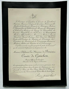 Comte De Guichen Bouexic Pinieux Driennays Faire Part Sancy Parabere 1894 - Picture 1 of 2