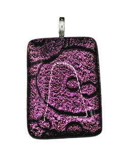Artisan Modern Dichroitischer Glas Anhänger Magenta Rosa Lila Farbe Foliert Glitzer - Bild 1 von 24