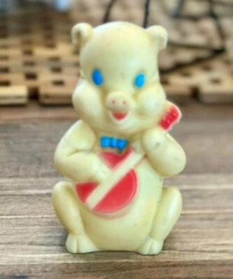 Vintage 1960s Baby World Pig with Banjo Squeeze Toy 4.5" - Image 1 of 3