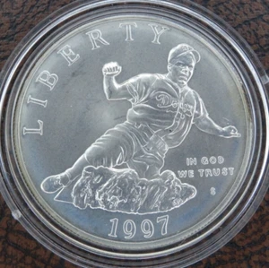 1997-S Jackie Robinson Baseball Silver Dollar Unc US Mint $1 Commemorative - Picture 1 of 2