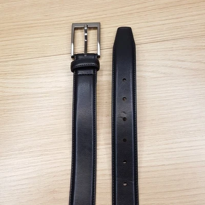 Cinto ALFANI Masculino Tamanho Grande 38 40 Preto Couro Sintético Fivela de Prata Clássico - Imagem 1 de 3