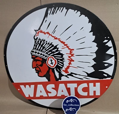 Wasatch Gasoline porcelain Enamel Sign  30 x 30 Inches 1 Sided - Image 1 of 4